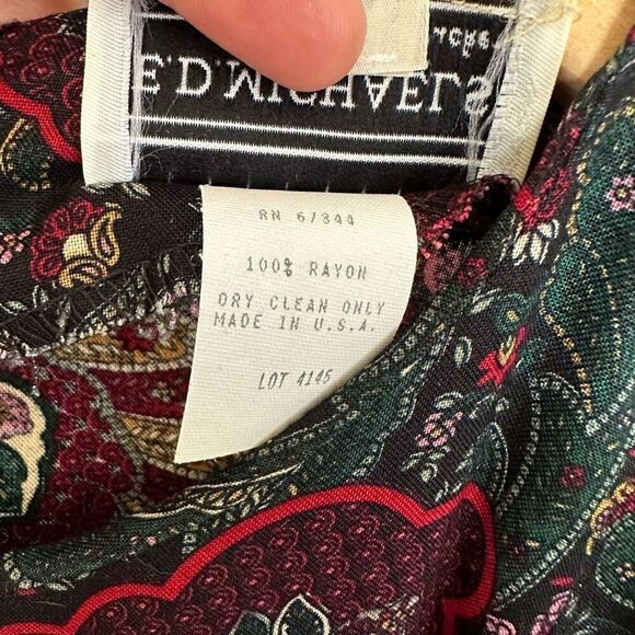 E.D Michaels Vintage Women’s Intricate Damask Dark Paisley Drop Waist Midi Dress - Picture 5 of 16